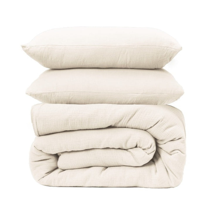 ציפה זוגית + זוג ציפיות לבן שמנת