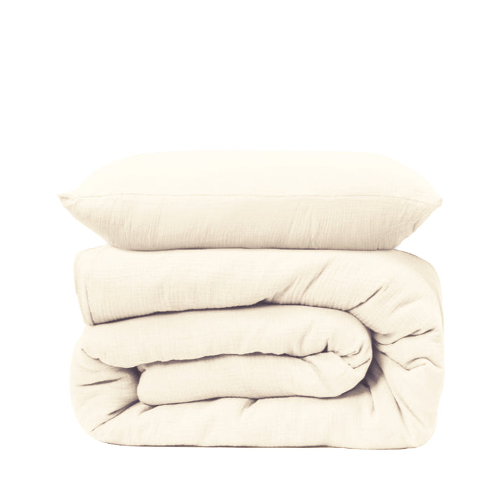 ציפת יחיד + ציפית לבן שמנת