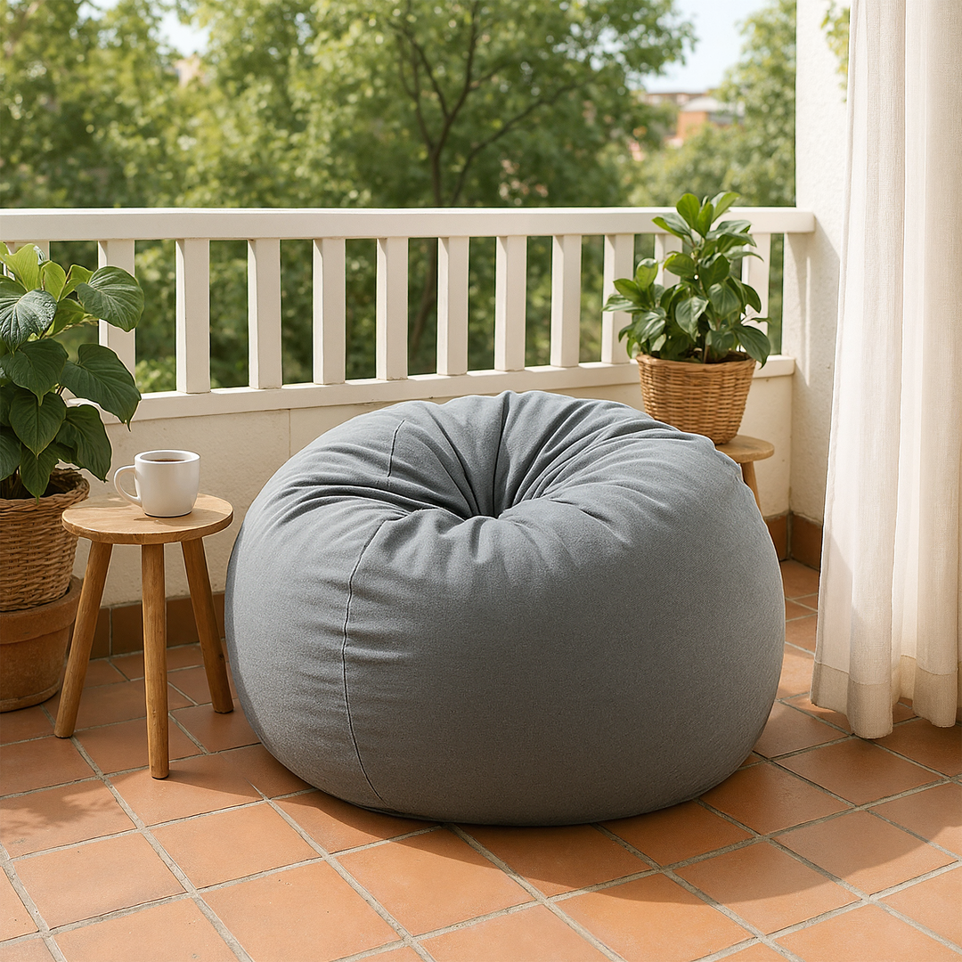 פוף עגול אפור כהה